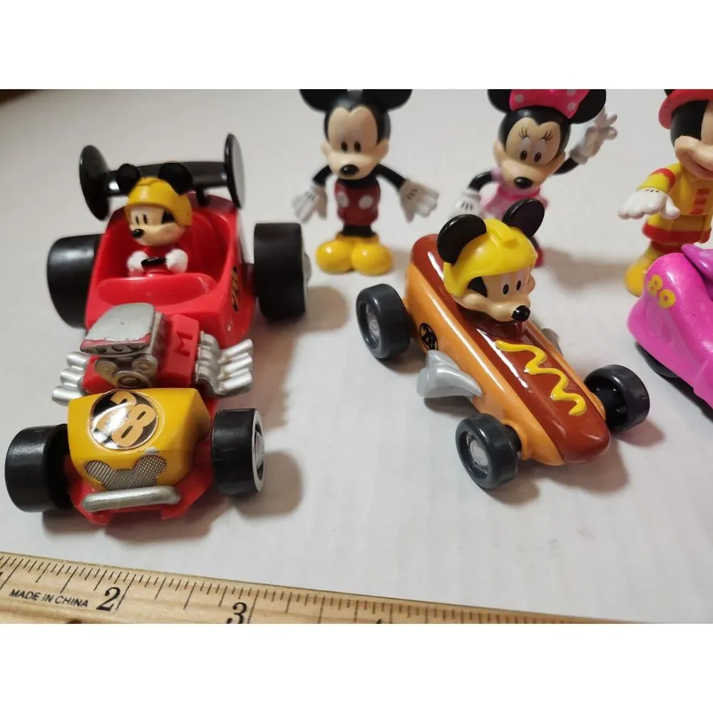 Disney Mickey & Minnie Racer Vehicles Lot w/ Pluto Figurine – Mixed Characters